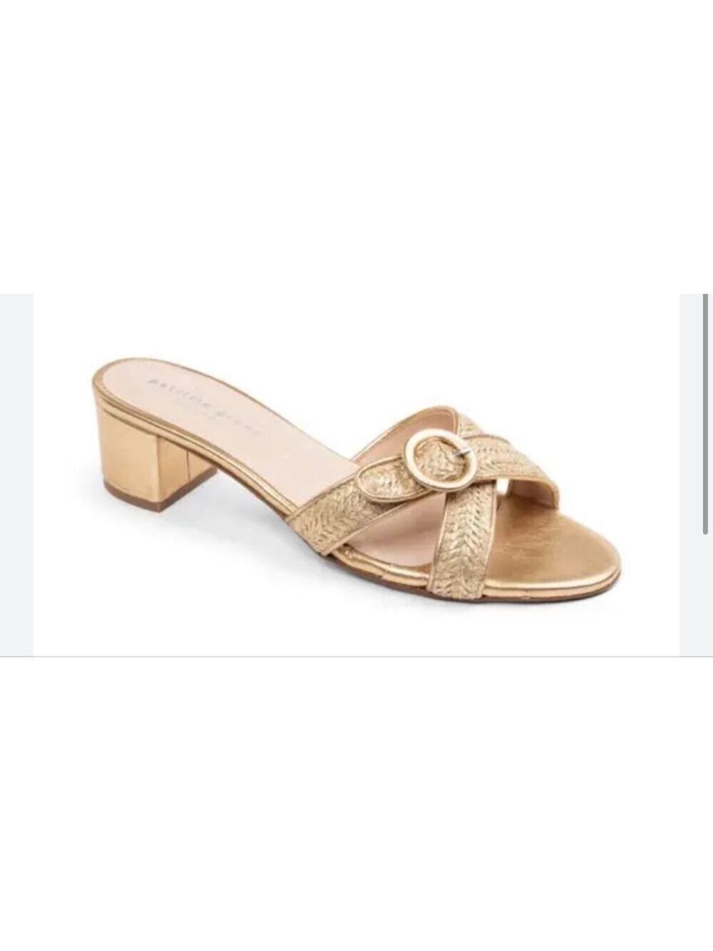 Women's Patricia Green Geneva Gold Metallic Braided Block Heel Sandals 8